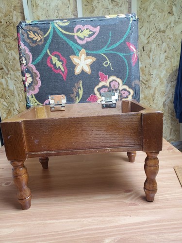 Vintage brown wooden - wooden, ottoman