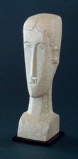 Statuette tête pierre - statuette,
