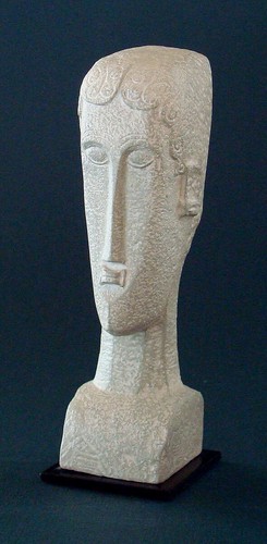 Statuette tête pierre - statuette, de