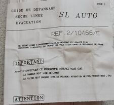 Sèche linge Thomson air650 vedette fagor Brandt SL AUTO REF.2/10466/E 2/10466/E