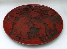  Chinese red lacquered circular 5 men signed