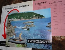 Plaquette dépliant Publicité ZODIAC bateau Pneumatique Tarif 1966