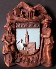ALSACE accroche clés mural  STRASBOURG cathédrale cigogne riesling décoré main