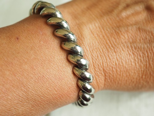 Bracelet vintage argent massif - bracelet,