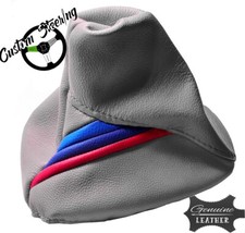 Pour BMW E36 1991-1998 Gris Clair Cuir Gear Soufflet Avec M3 Couleurs Rayures