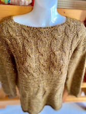 pull moutarde La fée maraboutée torsades et fil doré taille S