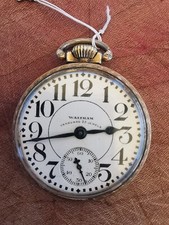 Waltham Montre à gousset Ancienne Plaqué Or Vanguard 23 Jewels Fonctionne P652