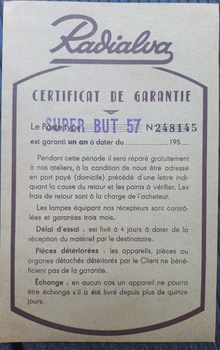 Ancien certificat garantie - certificat,