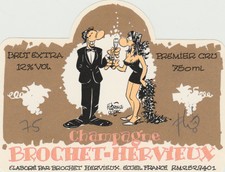 CESTAC  etiquette  champagne Brochet Hervieux signe