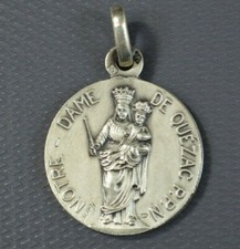 BIJOU RELIGIEUX - ANCIENNE MEDAILLE EN ARGENT MASSIF NOTRE DAME DE QUEZAC #56