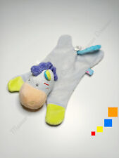 Doudou Plat Âne Cheval Zèbre Violet Mauve Vert Bleu Gris Vagues - Sucre D'orge