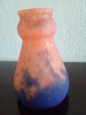 G.V de CROISMARE - TULIPE VERRE marmoréen orange-beige-violine - signé