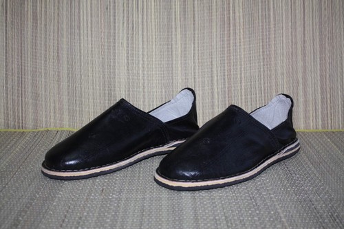 Babouches cuir noir avec - noir,