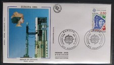 ENVELOPPE PREMIER JOUR FDC 1991 N° 2696 EUROPA ESPACE FUSÉE ARIANE OBLIT KOUROU 