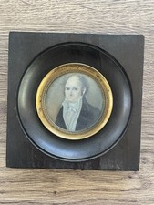 Ancienne peinture miniature portrait  XIX siècle