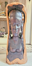 STATUE BUSTE DE FEMME DENUDEE EN EBENE ART AFRICAIN TRIBAL TAILLEE DANS LA MASSE