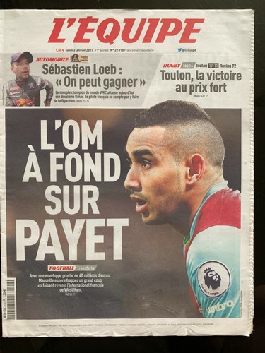 Equipe journal 01 2017 - l'equipe, 2/01/2017