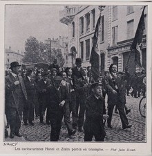 1911  --  NANCY  CARICATURISTES HANSI ET ZISLIN PORTES EN TRIOMPHE   3I452