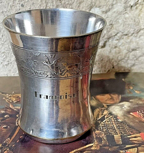 Timbale métal argenté gravé - métal,