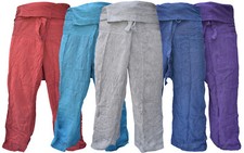 Coton Uni Thaï Pêcheur Pantalon Salon Desseré Décontracté Yoga Hippie Boho