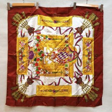 Foulard imprimé intégral LANCEL, marron, jauni, 100 % soie