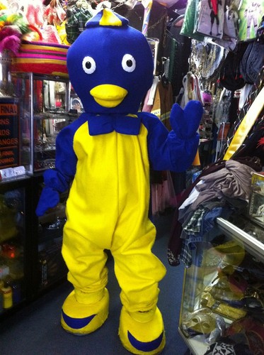 Blue penguin mascot costume - blue,