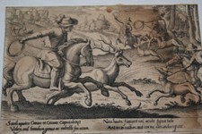 ENGRAVING SCENE HUNTING DEER