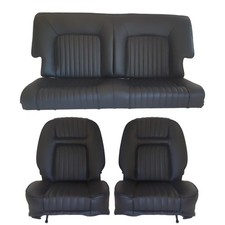 Sellerie garniture avant arrière en cuir noir Peugeot 504 cabriolet CA0185+0186