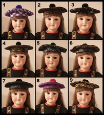 Chapeau béret poupée Jumeau SFBJ Kestner Halbig Kammer Heubach hat antique doll
