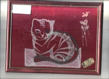 joli cadre chat en dentelle aux fuseaux fait mains de Mirecourt
