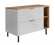 Meuble sous-lavabo sur pied FLOW 100 cm blanc avec plateau et étagère