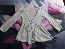 Cardigan gilet été évasé ajouré écru col V manches longues LA REDOUTE 34/36 TBE