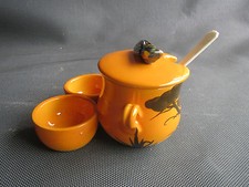 Ancienne salière de table et pot à moutarde ceramique style Vallauris cigale 