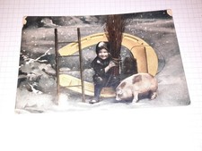 CPA , bonne  année , enfant , fer à cheval , cochon , 1907