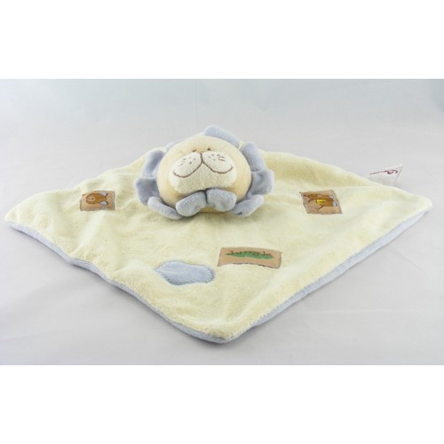 Doudou plat lion jaune - , bleu