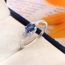 Bague Saphir Bleu AAA Argent
