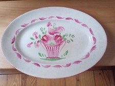 Plat ancien oval faïence  Lunéville K et G  "Réverbère Coq"