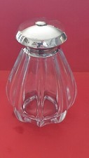 Ancien Flacon Poudrier  , Cristal , Métal Argenté , Style Art Déco 