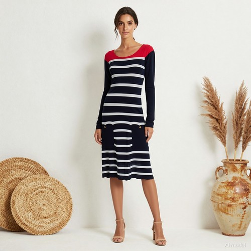 Preppy marin midi robe - marin, pull