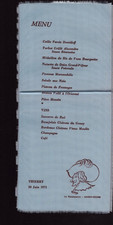 MAGNY-COURS (58) MENU tissé en soie HOTEL-RESTAURANT "LA RENAISSANCE" en 1971