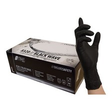 Carton de 10 de BOITE gants jetables BLACK WAVE  jetables en latex noir 8320