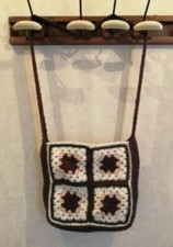 Sac bandoulière doublé granny marron rose et blanc fait main (210930)