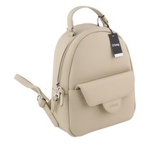 O BAG Sofia Sac Femme OS Beige Clair Double Poignée Fermeture Éclair Sac À Dos I