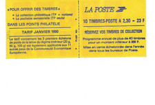 Carnet  10 timbres à 2,30 Fr