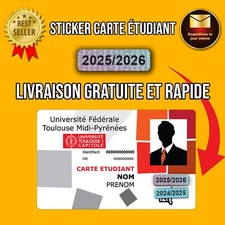 Autocollant carte étudiant étudiante année 2025 2026 sticker vignette