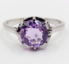 Bague solitaire art deco Platine améthyste (circa 1940)