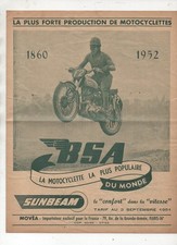 (moto),vieux papiers publicité: BSA / SUNBEAM  1952 (P46387)