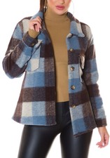 Veste Chemise Femme Tendance Chaude À Carreaux Avec Boutons Et Poches 239