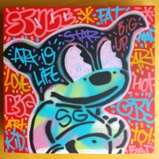 SPEEDY GRAPHITO - "Ainsi soit Lapinture" Peinture sur coffret, signé