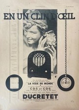Publicité 1932 DUCRETET radio
